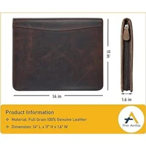 The Antiq Archivo de piel auténtica con cremallera_3
