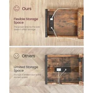 VASAGLE Mesa auxiliar con puertos USB y tomas de_5