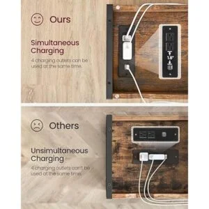 VASAGLE Mesa auxiliar con puertos USB y tomas de_4