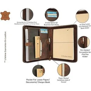 The Antiq Archivo de piel auténtica con cremallera_2