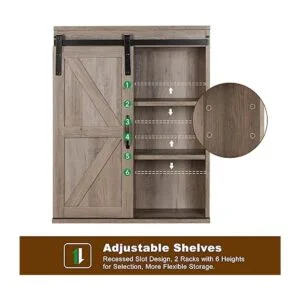 Rustown Gabinete de baño de madera de granja con puerta_6