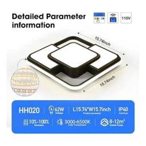 Lámpara de techo LED regulable de 62 W con control remoto_4