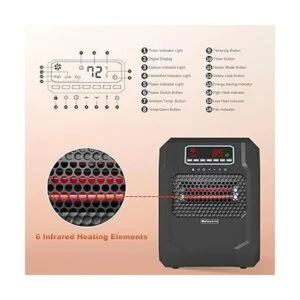 Calentador eléctrico de espacio con control remoto 1000_2