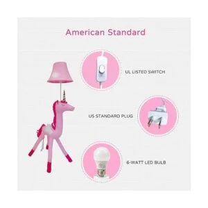 Cozylight Lámpara de pie con diseño de unicornio rosa de_5
