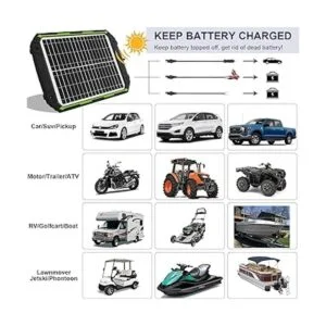 Cargador de batería solar de 20 W y 12 V impermeable de_4
