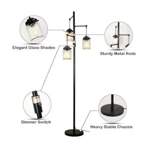 Stepeak Lámpara de pie industrial lámpara de pie rústica_4