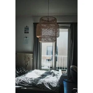 Frontsea Iluminación colgante de ratán para cocina_7