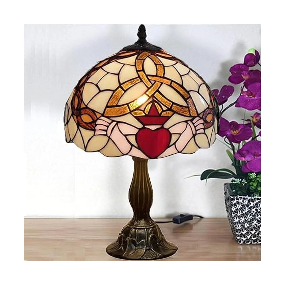 Tiffany Lámpara celta irlandesa de cristal manchado_5