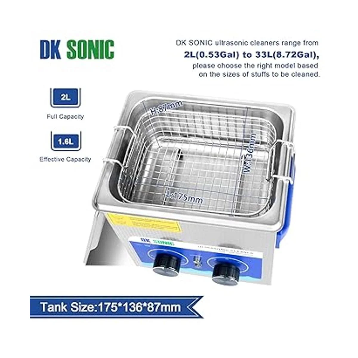 DK SONIC Limpiador ultrasónico con calentador y cesta para_4