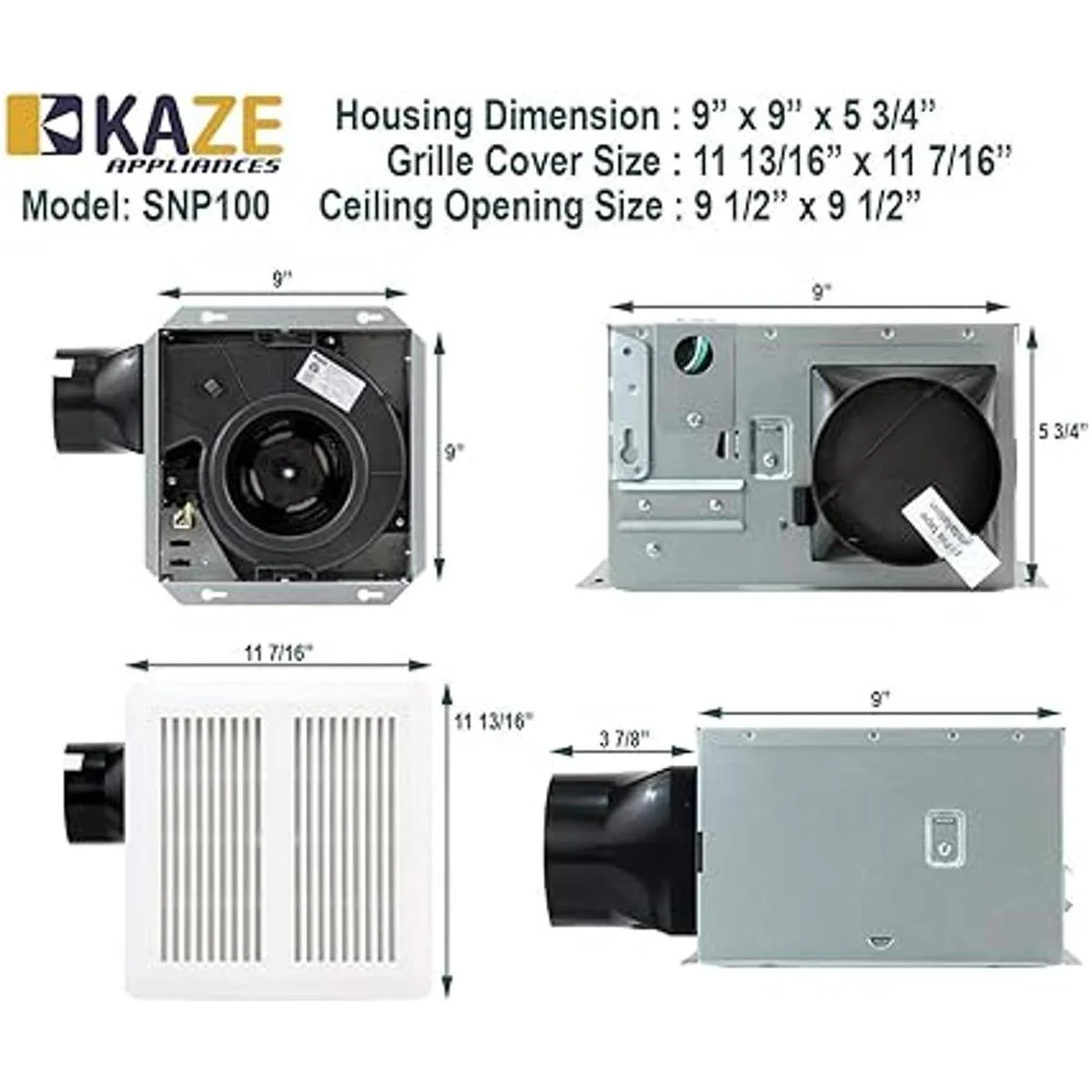 KAZE APPLIANCE SNP100 Ventilador extractor de ventilación_3