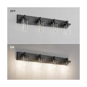 Aipsun Lámpara de tocador de baño 4 luces color negro_3