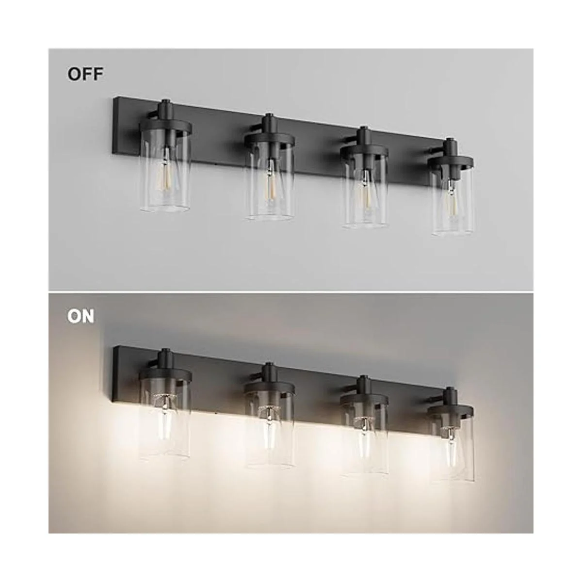 Aipsun Lámpara de tocador de baño 4 luces color negro_3
