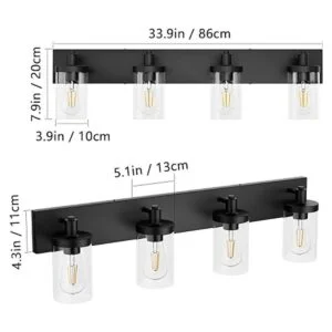 Aipsun Lámpara de tocador de baño 4 luces color negro_4