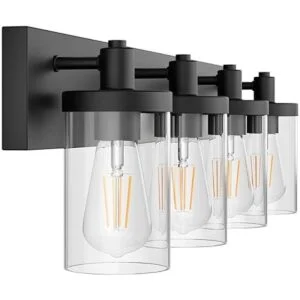 Aipsun Lámpara de tocador de baño 4 luces color negro_2