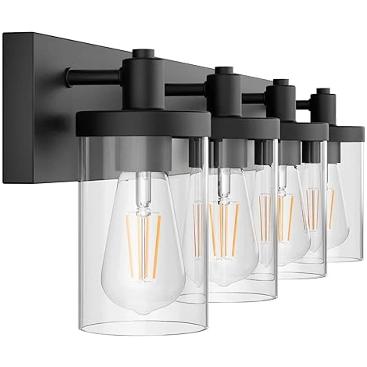 Aipsun Lámpara de tocador de baño 4 luces color negro_2