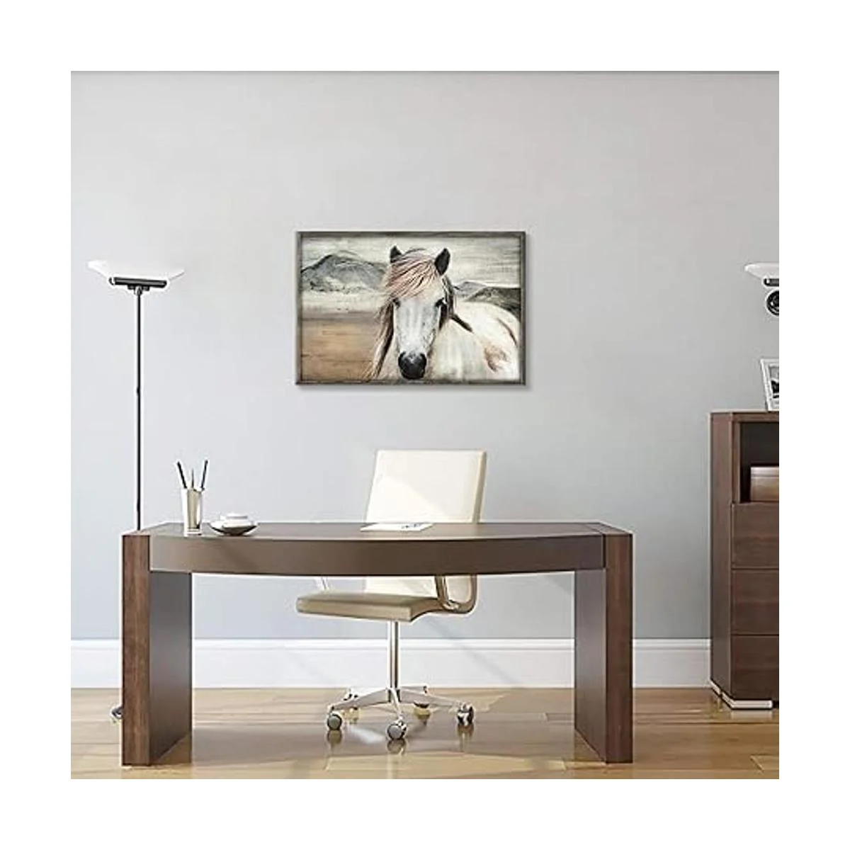 Cuadro enmarcado con caballo arte de pared paisaje de_6