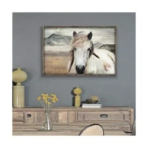 Cuadro enmarcado con caballo arte de pared paisaje de_4