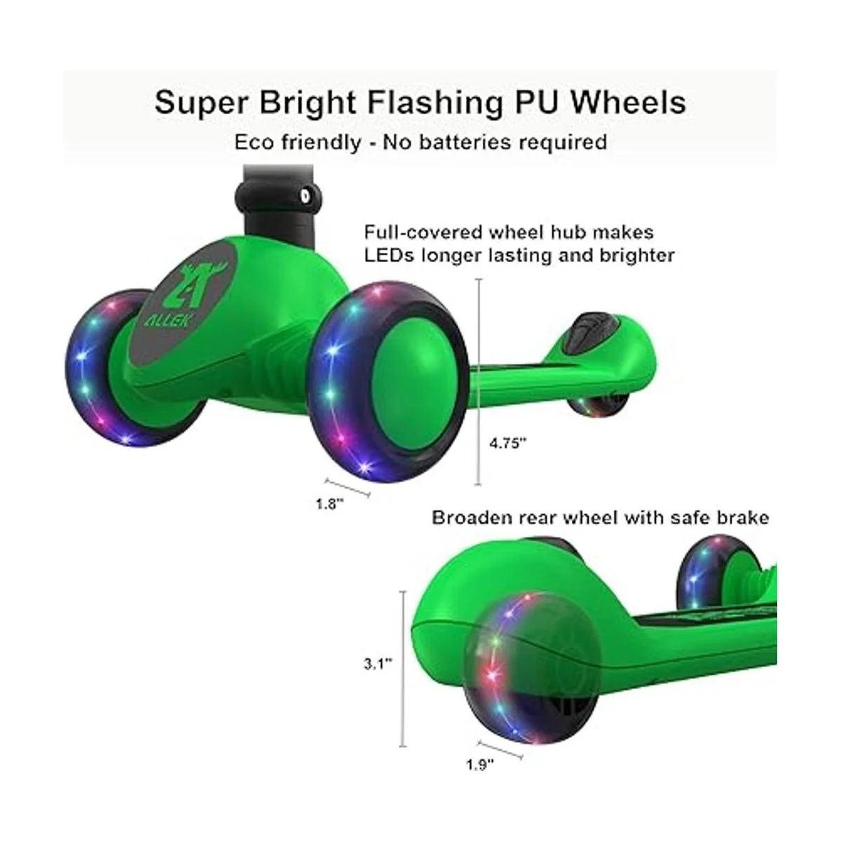 Allek Patinete plegable F02 3 ruedas LED intermitente y 4_5