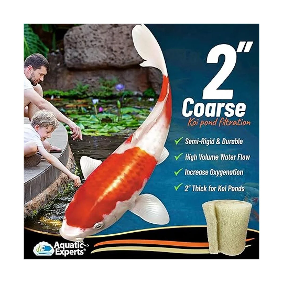 Aquatic Experts Almohadilla de filtro de estanque gruesa_2