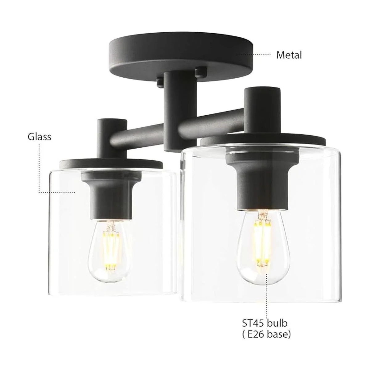 Pathson Lámpara de techo semiempotrada de 2 luces_5