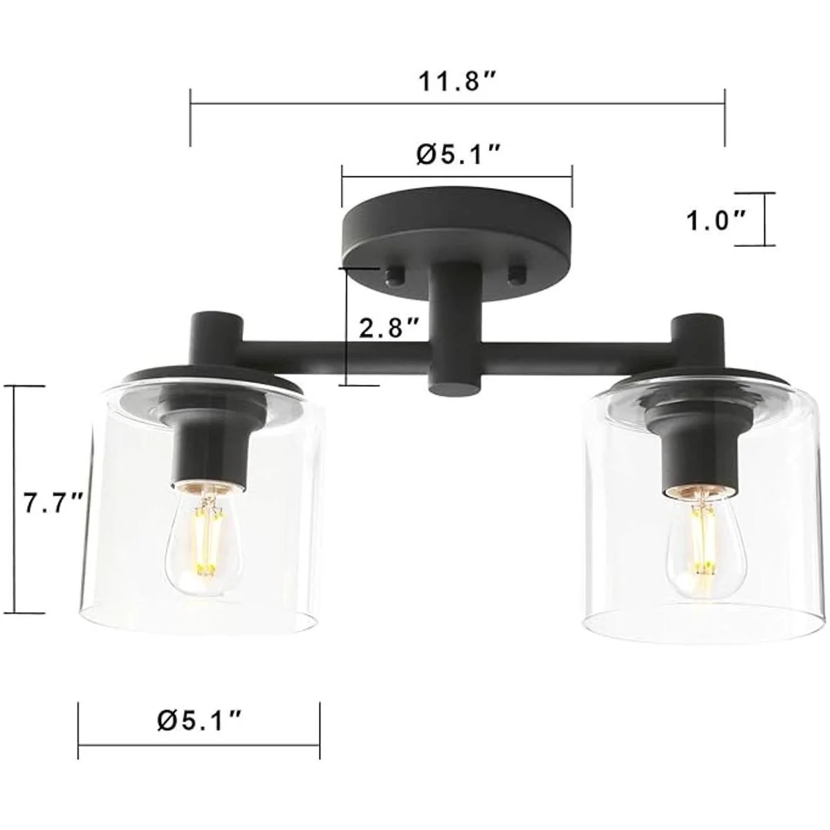 Pathson Lámpara de techo semiempotrada de 2 luces_4