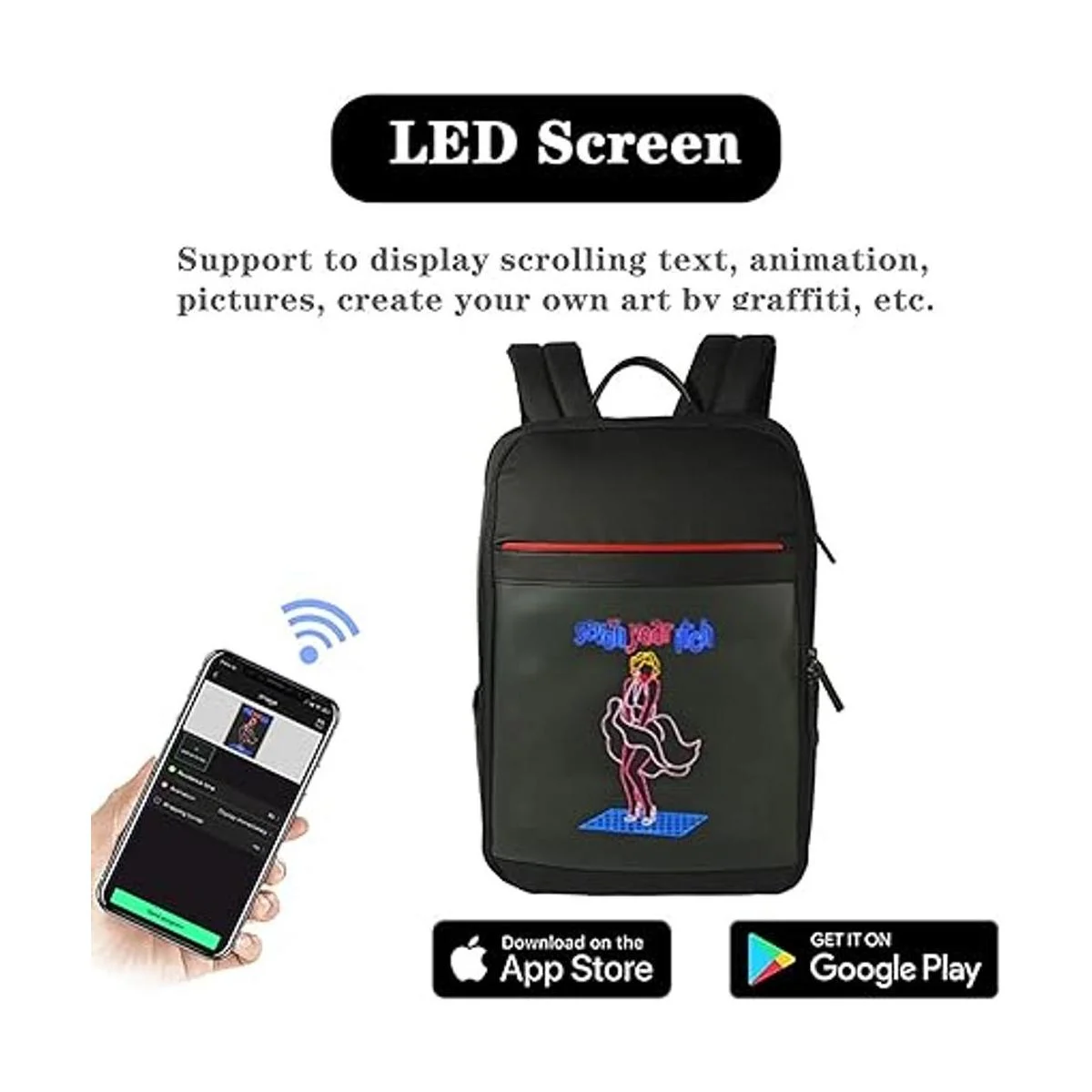 Welaso Smart WiFi LED mochila 24L con panel de señal LED_3
