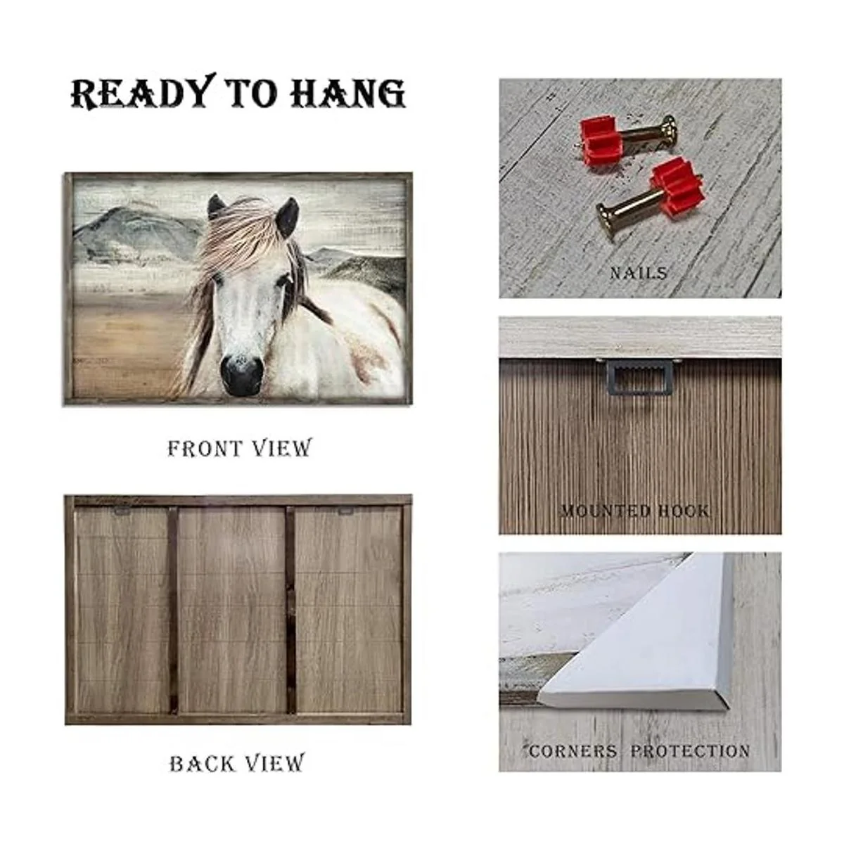 Cuadro enmarcado con caballo arte de pared paisaje de_7