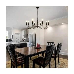 WBinDX Lámpara de araña negra de 8 luces para comedor_2