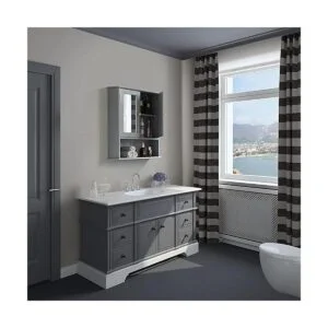 Basicwise Espejo gris montado en la pared para baño y_3