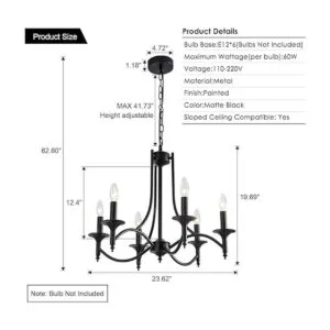 Lámpara de araña moderna de granja negra para comedor_2