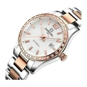 Reloj automático de moda señoras reloj analógico acero_2