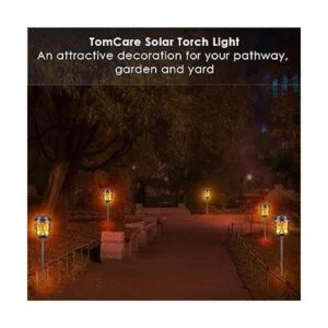 TomCare Luces solares de metal con antorcha solar_7