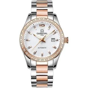 Reloj automático de moda señoras reloj analógico acero_1