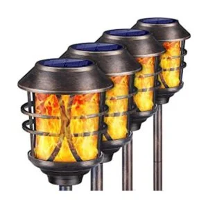 TomCare Luces solares de metal con antorcha solar_1