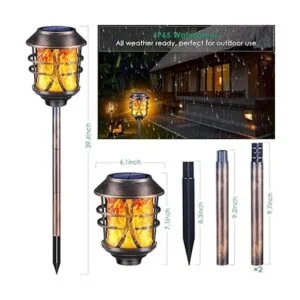 TomCare Luces solares de metal con antorcha solar_4