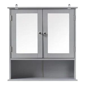 Basicwise Espejo gris montado en la pared para baño y_4