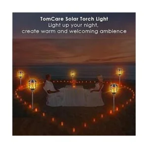 TomCare Luces solares de metal con antorcha solar_6