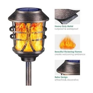 TomCare Luces solares de metal con antorcha solar_2