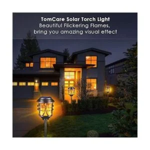 TomCare Luces solares de metal con antorcha solar_5