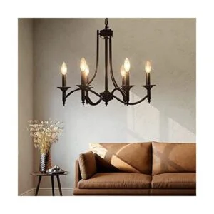 Lámpara de araña moderna de granja negra para comedor_1
