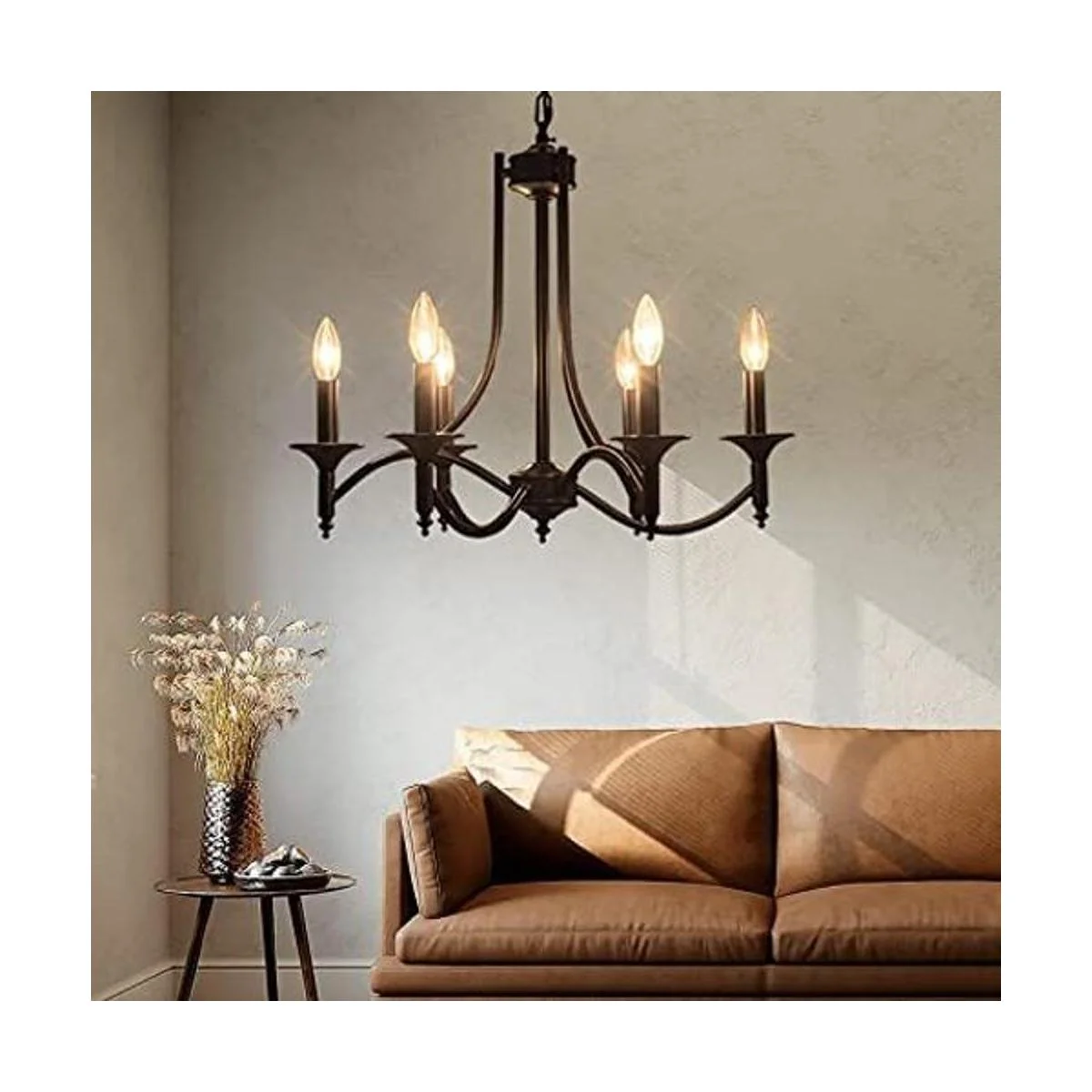 Lámpara de araña moderna de granja negra para comedor_1