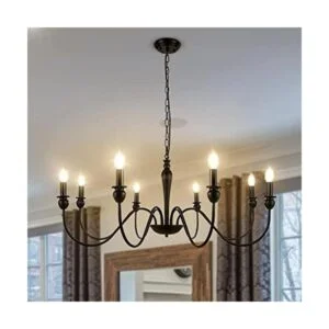 WBinDX Lámpara de araña negra de 8 luces para comedor_1
