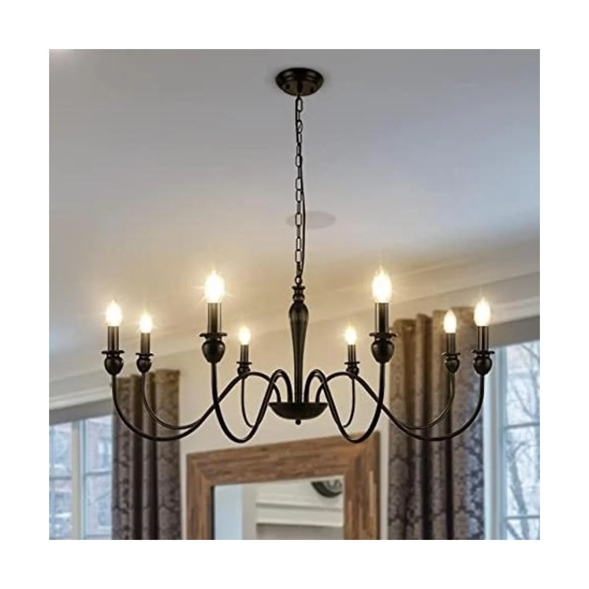 WBinDX Lámpara de araña negra de 8 luces para comedor_1