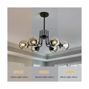 FGSADI Lámpara de araña Sputnik de globo de cristal de 6_4