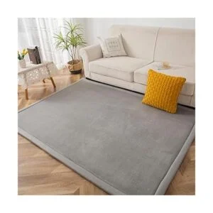 MAXYOYO Alfombra de terciopelo coral gris alfombra gruesa_2