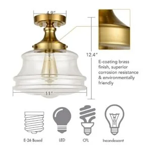 JEENKAE Moderna lámpara de techo de latón para casa_5