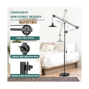 Lámparas de pie industriales ajustables para sala de_2