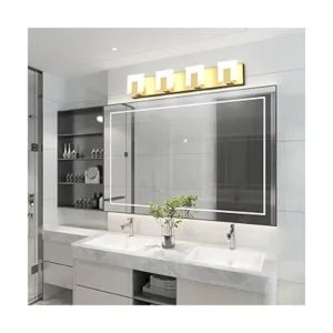 Aipsun Luces de tocador doradas para baño modernas luces_5