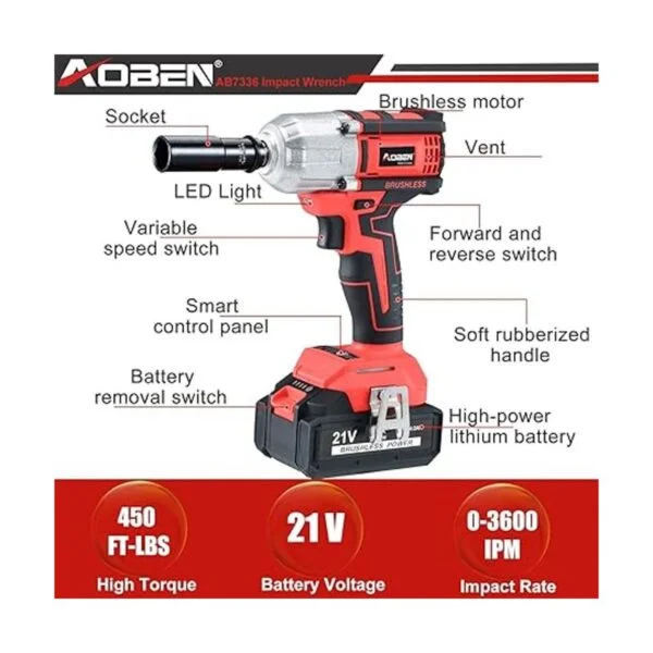 AOBEN Llave de impacto de alto par inalámbrico de 21 V_2