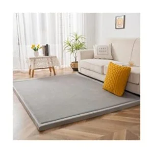 MAXYOYO Alfombra de terciopelo coral gris alfombra gruesa_1